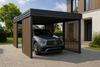 Einzel-Carport – 4x Vertikal Wand Palisade GOLDENE EICHE