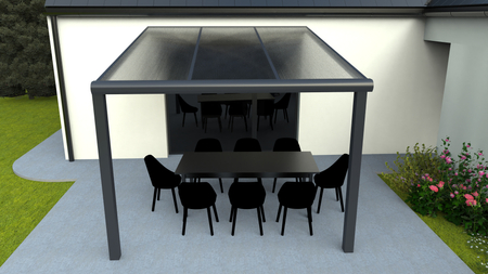 Stříška terasy o rozměrech 3x2,5 m