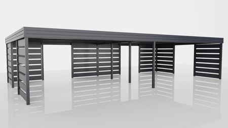 Reihen-Carport - 8x Modern+ Wand