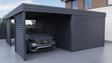 Přístřešek s garáží FALA - 2x žaluziová stěna