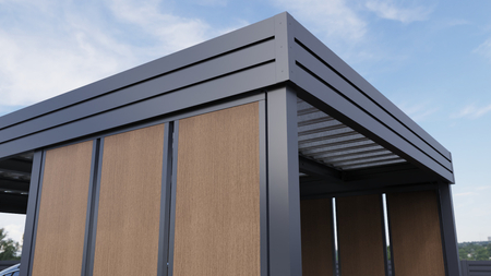 Carport für ein Auto – 4× modulare Wand Goldene Eiche Senkrecht