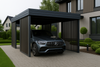 Einzel-Carport – 4x Vertikal Wand Palisade DUNKLE EICHE