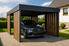 Carport für ein Auto – 4× Seitenwand Modern+, Farbton Goldene Eiche, vertikal