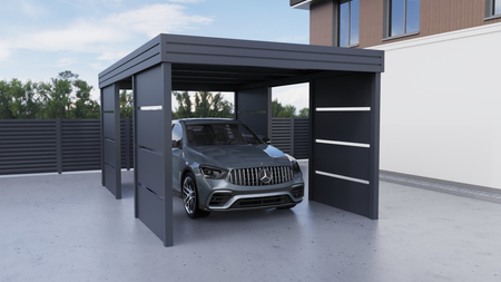 Wiata garażowa na jedno auto - 4x ścianka modułowa