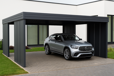 Carport für zwei Autos – 4× modulare senkrechte Wand