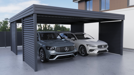 Wiata garażowa na dwa auta - 4x ścianka żaluzja